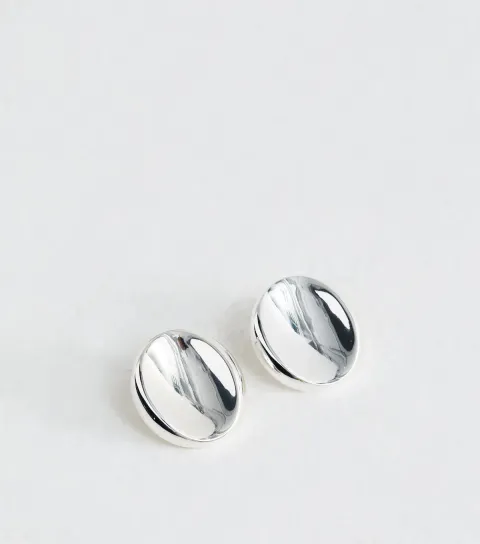 New Look Silver Tone Sleek Circle Stud Earrings