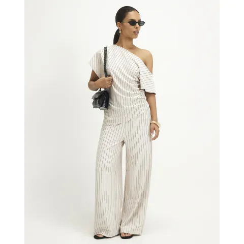 River Island Petite Pinstripe Wide Leg Trousers