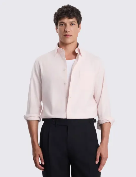 Moss Pure Cotton Washed Oxford Shirt Light Pink
