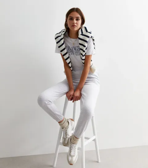 Women's Pale Grey Cuffed Joggers