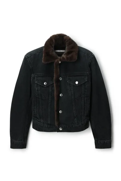 FAUX FUR LINED DENIM JACKET