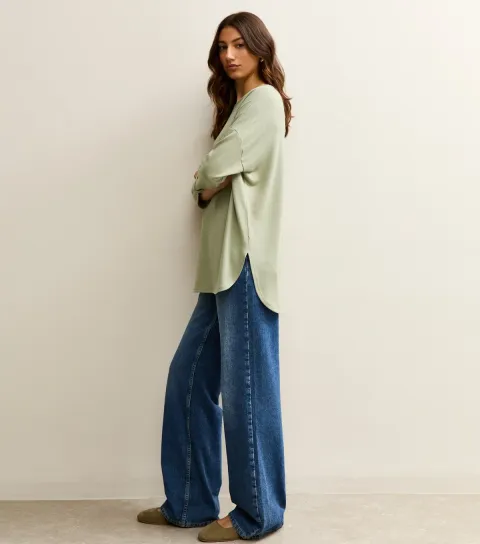Women's Tall Light Green 3/4 Sleeve Oversized Top