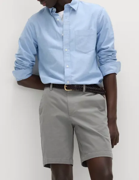 Marks & Spencer Regular Fit Stretch Chino Shorts Ash Grey