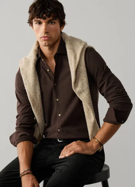 Hackett Tailored Fit Melange Jersey Shirt
