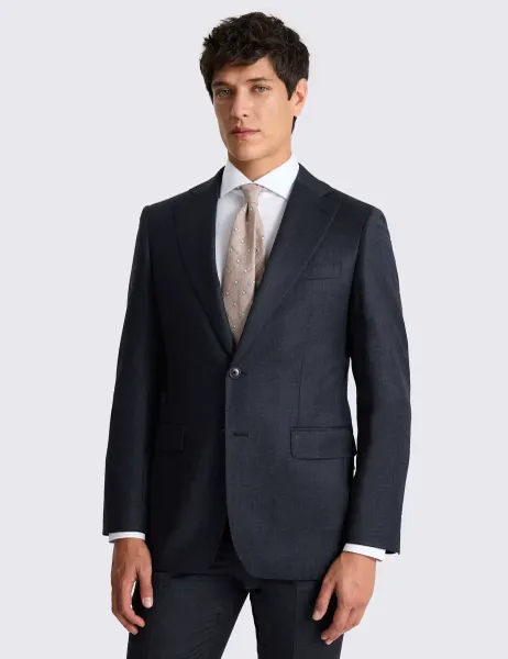 Moss Tailored Fit Wool Rich Performance Check Suit Jacket Navy Mix
