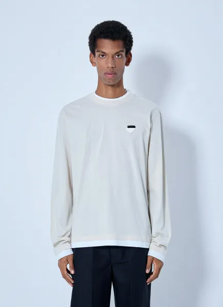 Prada Long- Sleeve Cotton T-Shirt