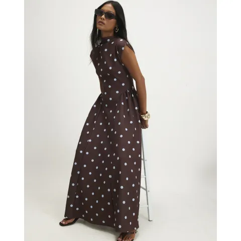 River Island Petite Spot Godet Maxi Dress