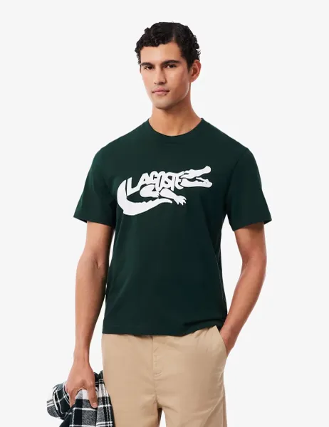 Lacoste Regular Fit Pure Cotton Printed T-Shirt Dark Green