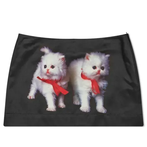 Cat Print Mini Skirt