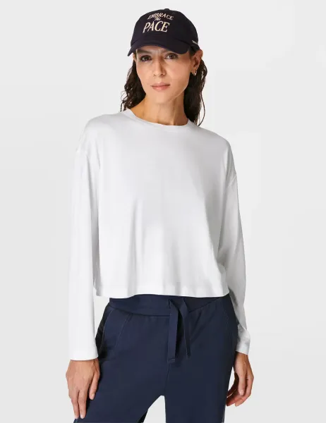 Sweaty Betty Essential Crew Neck Crop Top White
