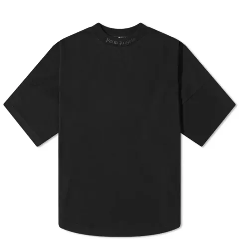 Oversized Mock Neck Glitter Logo T-Shirt