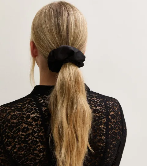 New Look Black Oversized Satin Scrunchie