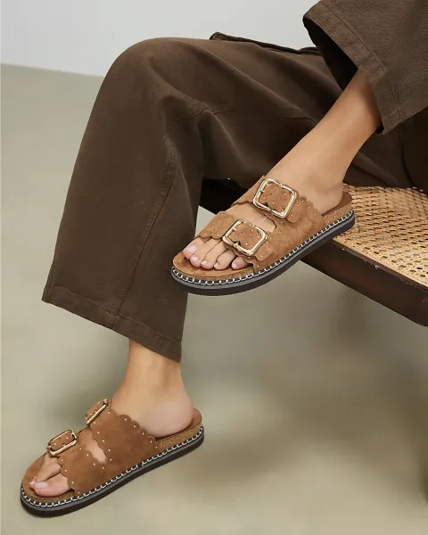 River Island Scallop Edge Footbed Sandals