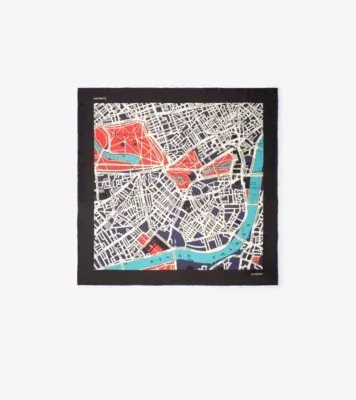 London Map Silk Scarf in Iris purple