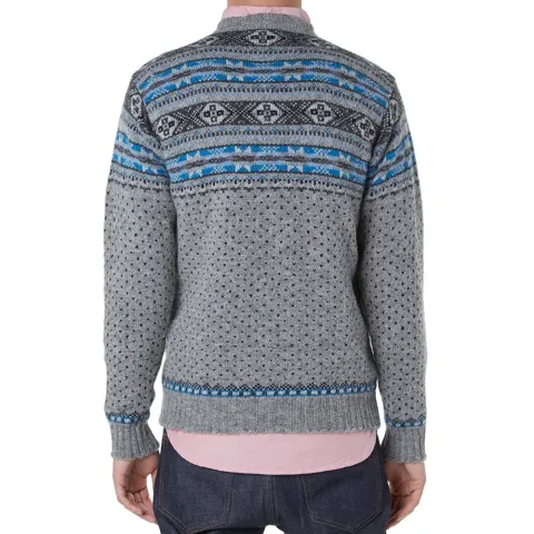 Jamieson's of Shetland Jacquard Half Fair Isle Crew Neck Knit