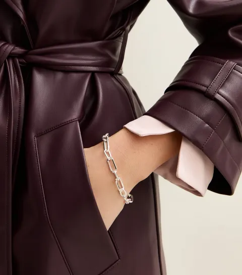 Silver Tone Rectangular Link Bracelet