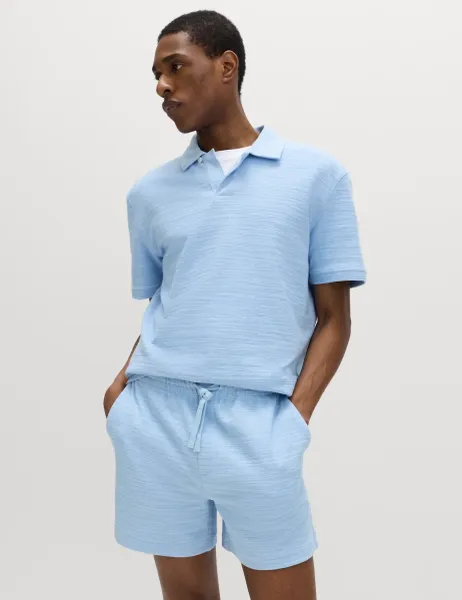 Marks & Spencer Bouclé Cotton Rich Shorts Powder Blue