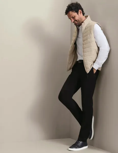 Regular Fit Textured Collared Neck Gilet Stone