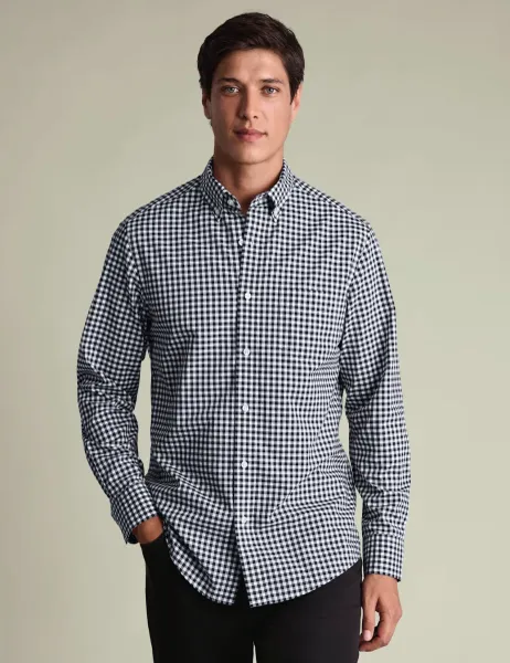 Charles Tyrwhitt Slim Fit Pure Cotton Check Shirt Dark Navy Mix