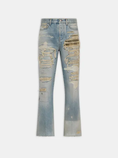 CAMO REPAIR BOOT CUT JEAN - Mist Indigo