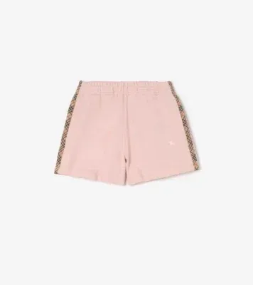 Check Trim Cotton Shorts in Bouquet pink