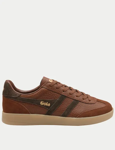 Gola Leather Lace Up Trainers Brown Mix