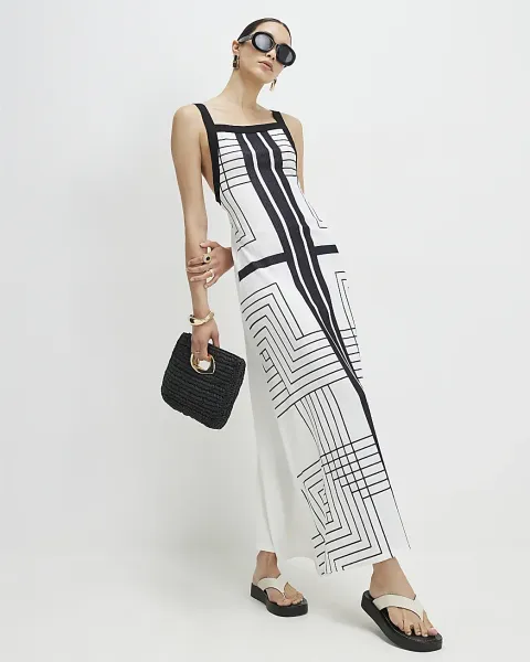 River Island Geometric Textured Maxi Dress