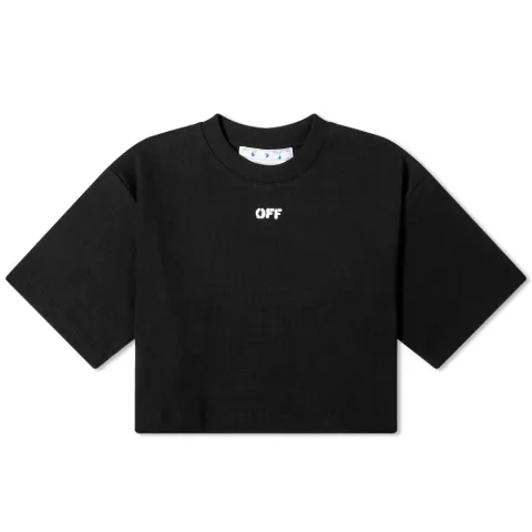 Off Stamp Ribbed Cropped T-Shirt
