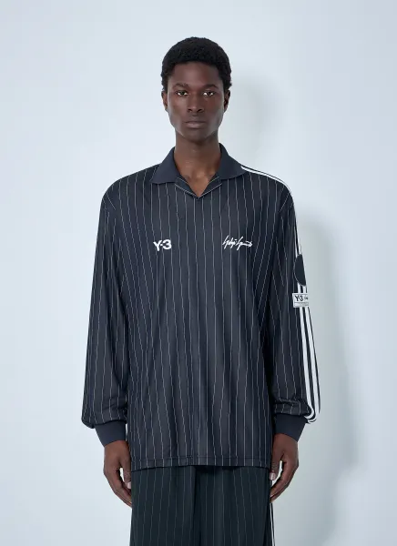 Pinstripe Long Sleeve Polo Shirt