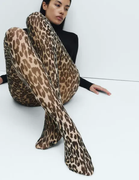 Marks & Spencer Animal Print Sheer Tights Brown Mix