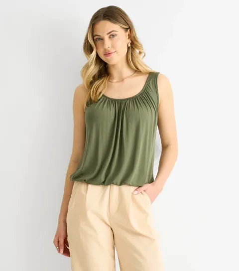 Women's Khaki Oversized Vest Top
