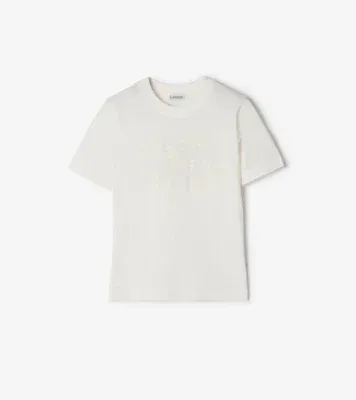 Knight Stamp Cotton T-shirt in Chalk white - Women, Lace