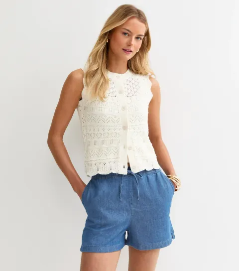 Women's Tall Dark Blue Pull On Denim Shorts