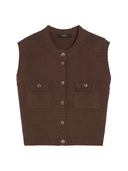 Cotton-blend yarn gilet Chocolate