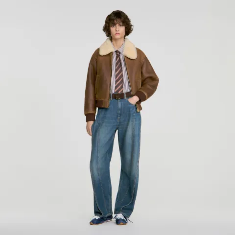 Zipped shearling jacket