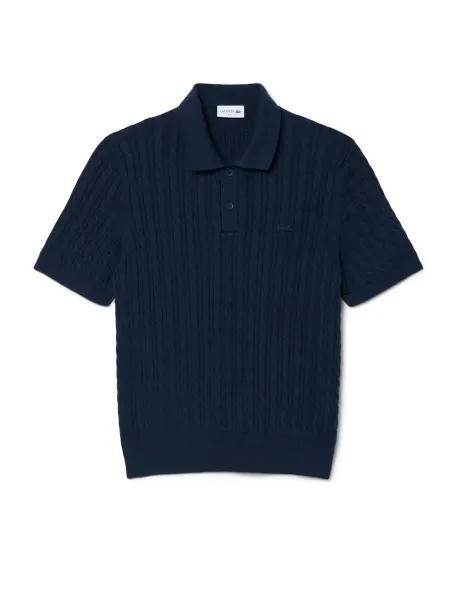 Lacoste Cotton Rich Cable Knit Polo Shirt