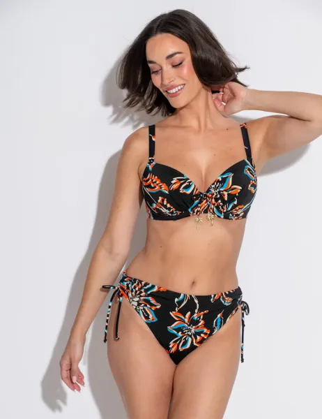 Pour Moi Madrid Wired Padded Plunge Bikini Top Black Mix