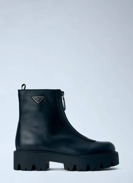 Prada Leather Zipper Booties
