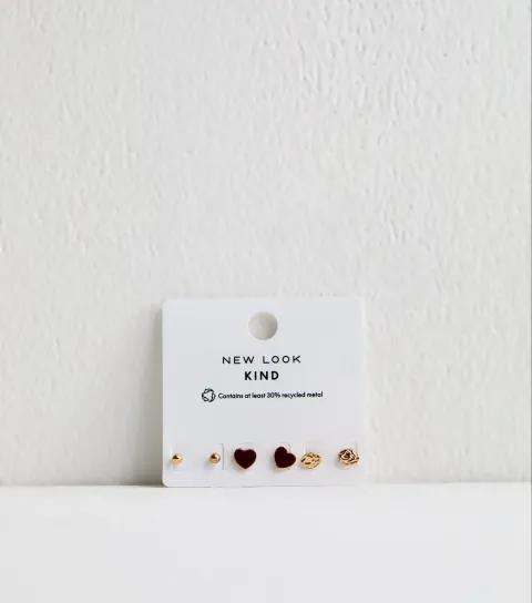Pack Of 3 Gold Tone Stud Earrings
