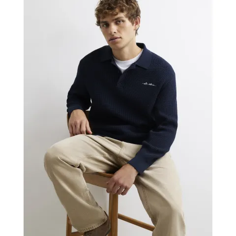 River Island Textured Knit Rugby Jumper