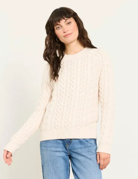 FatFace Cotton Rich Cable Knit Jumper Ivory