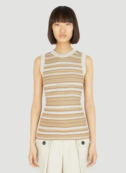 Rouches Cut-Out Knit Tank Top