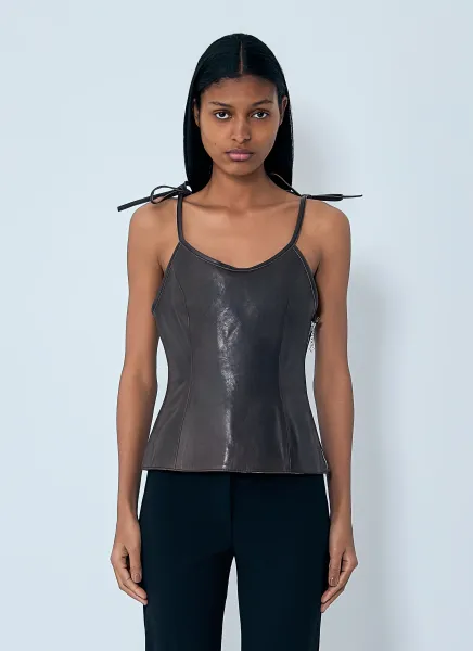String Leather Tank Top
