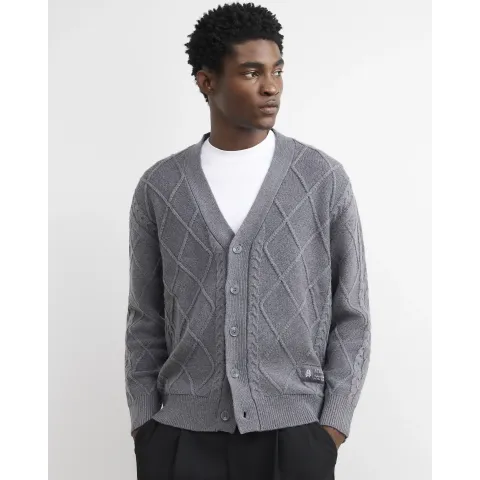 River Island Regular Fit Cable Knit Cardigan