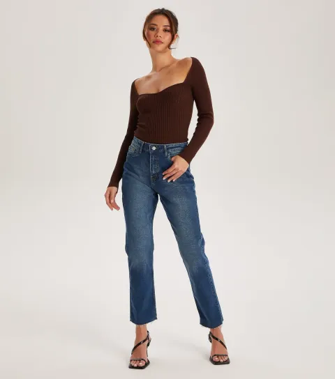 Women's Blue Straight Leg Jeans