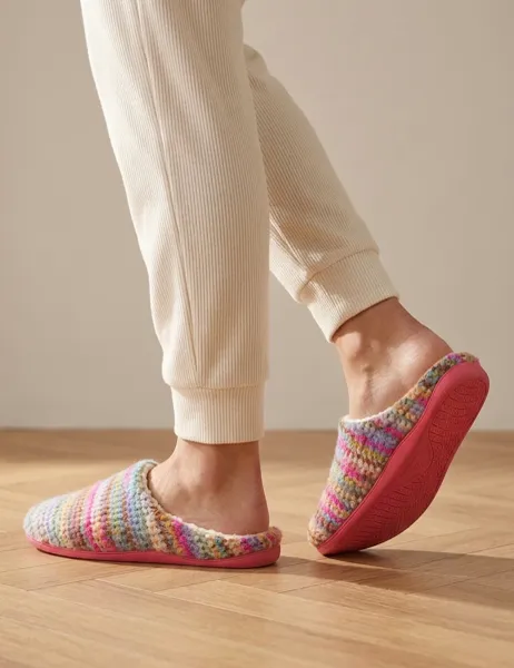Jones Bootmaker Striped Mule Slippers Pink