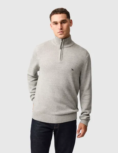 Rodd & Gunn Merrick Bay Pure Cotton Half Zip Jumper Grey