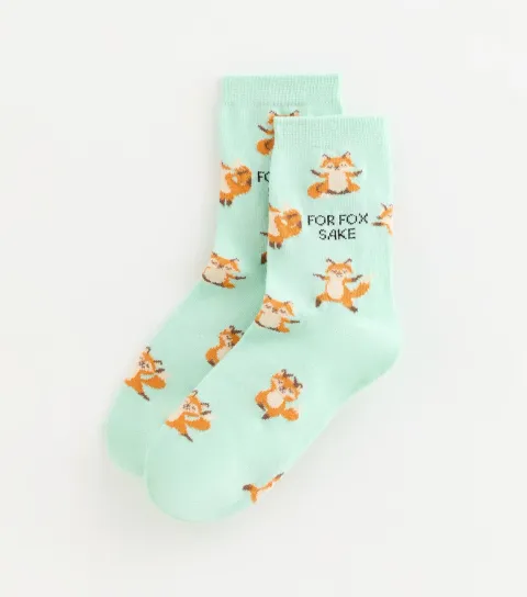 Mint Green 'For Fox Sake' Sock