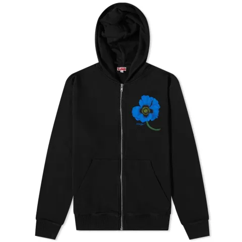 Floral Motif Zip Hoodie