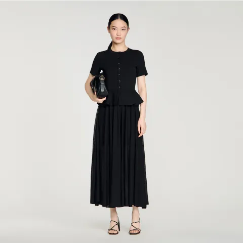 Peplum knit maxi dress